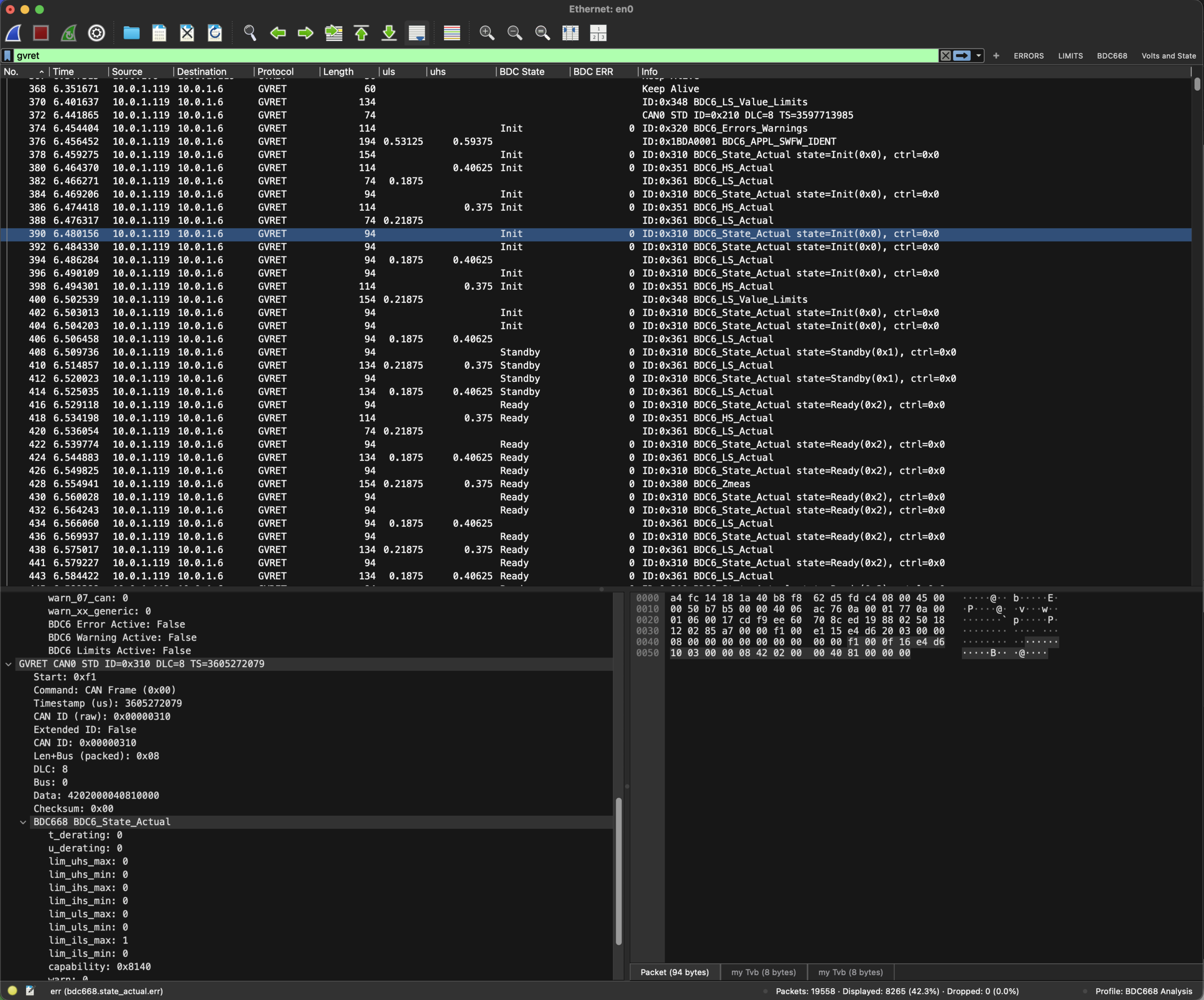 GVRET and BDC668 Disectors for Wireshark