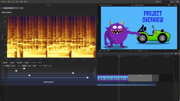 Final Cut Pro spectrogram screenshot from an agentic coding side quest