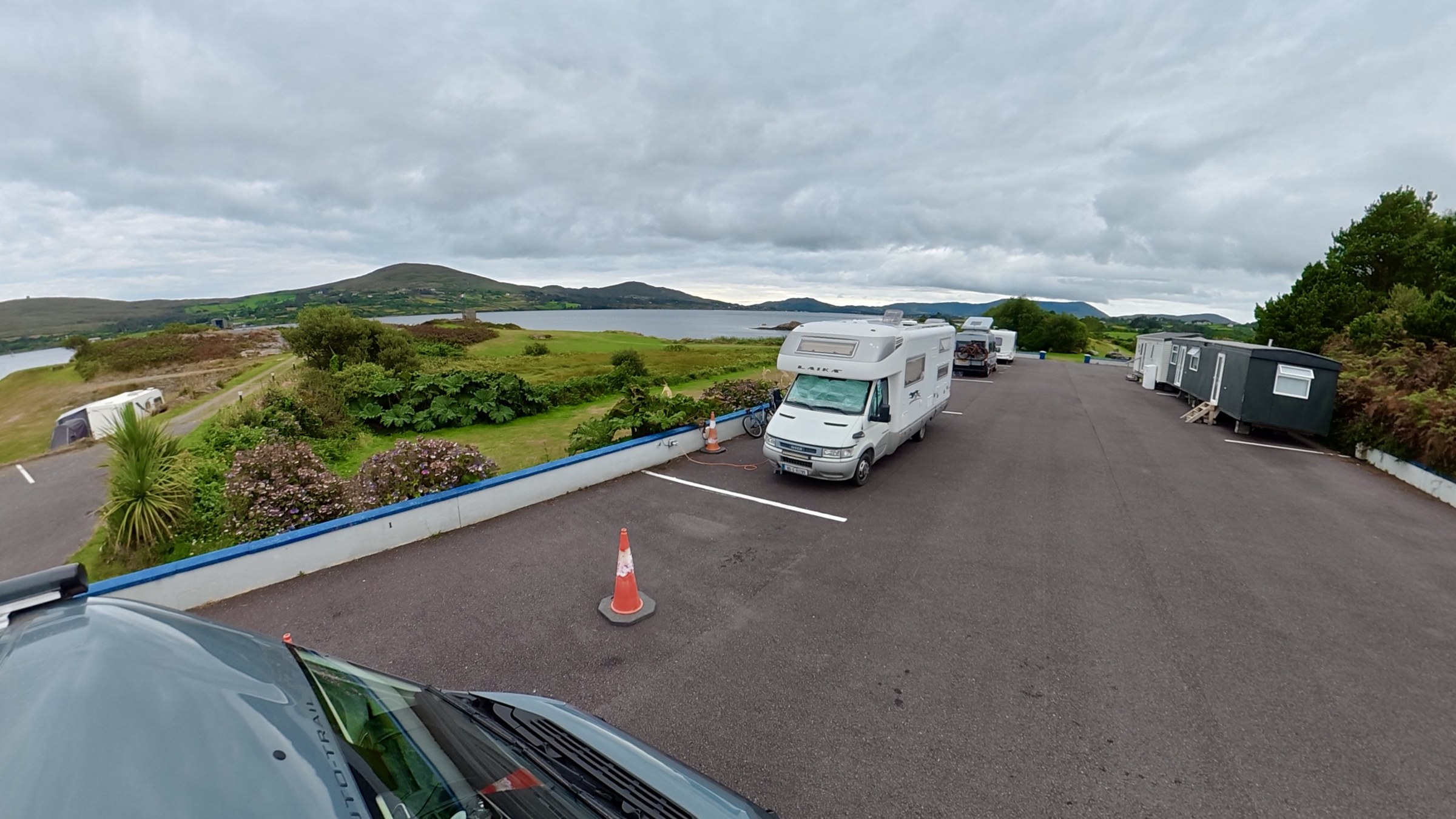 Campervans parked overlooking Berehaven Harbour