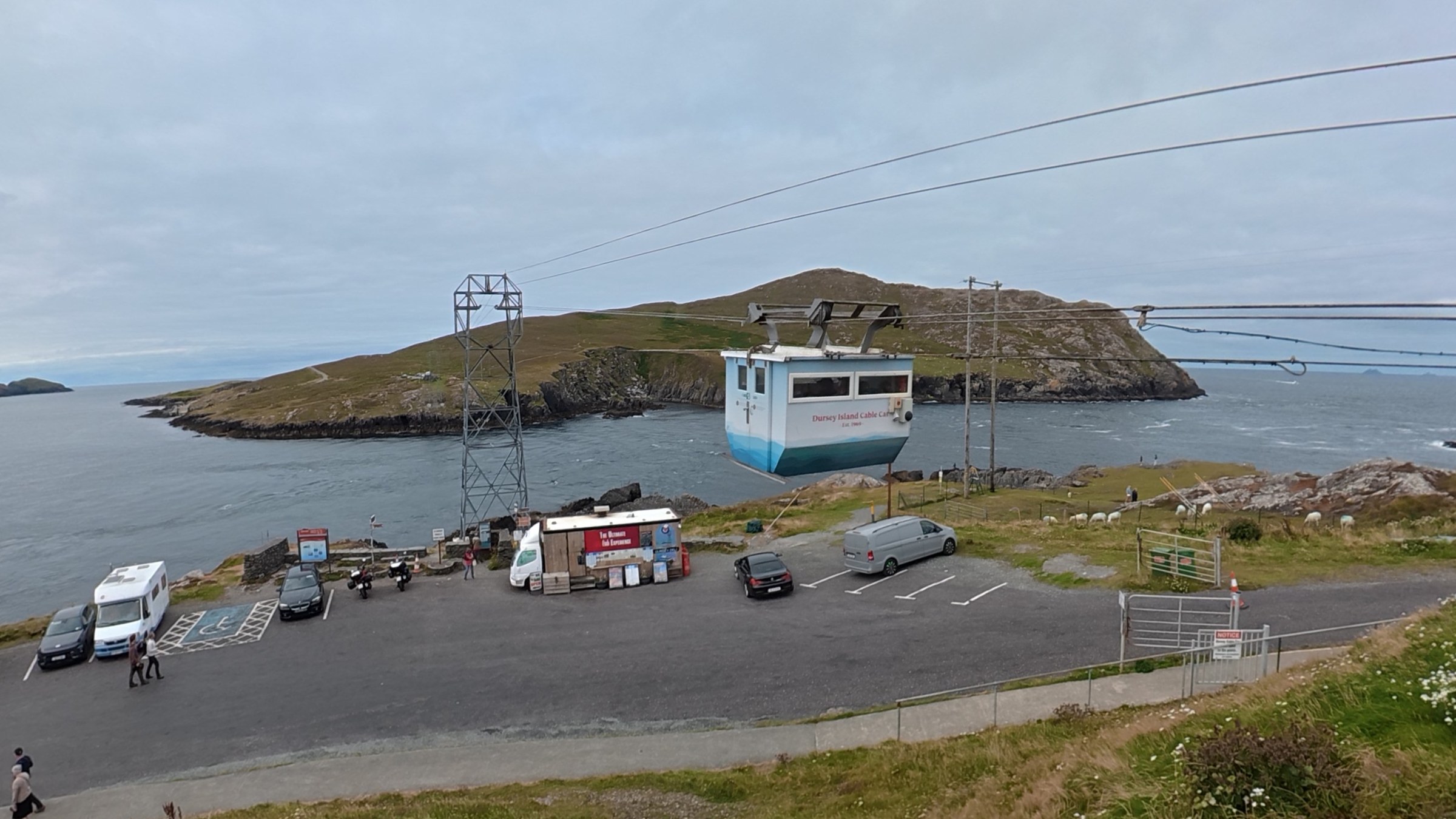 A 360-degree view of the cable car, car park and Dursey Sound