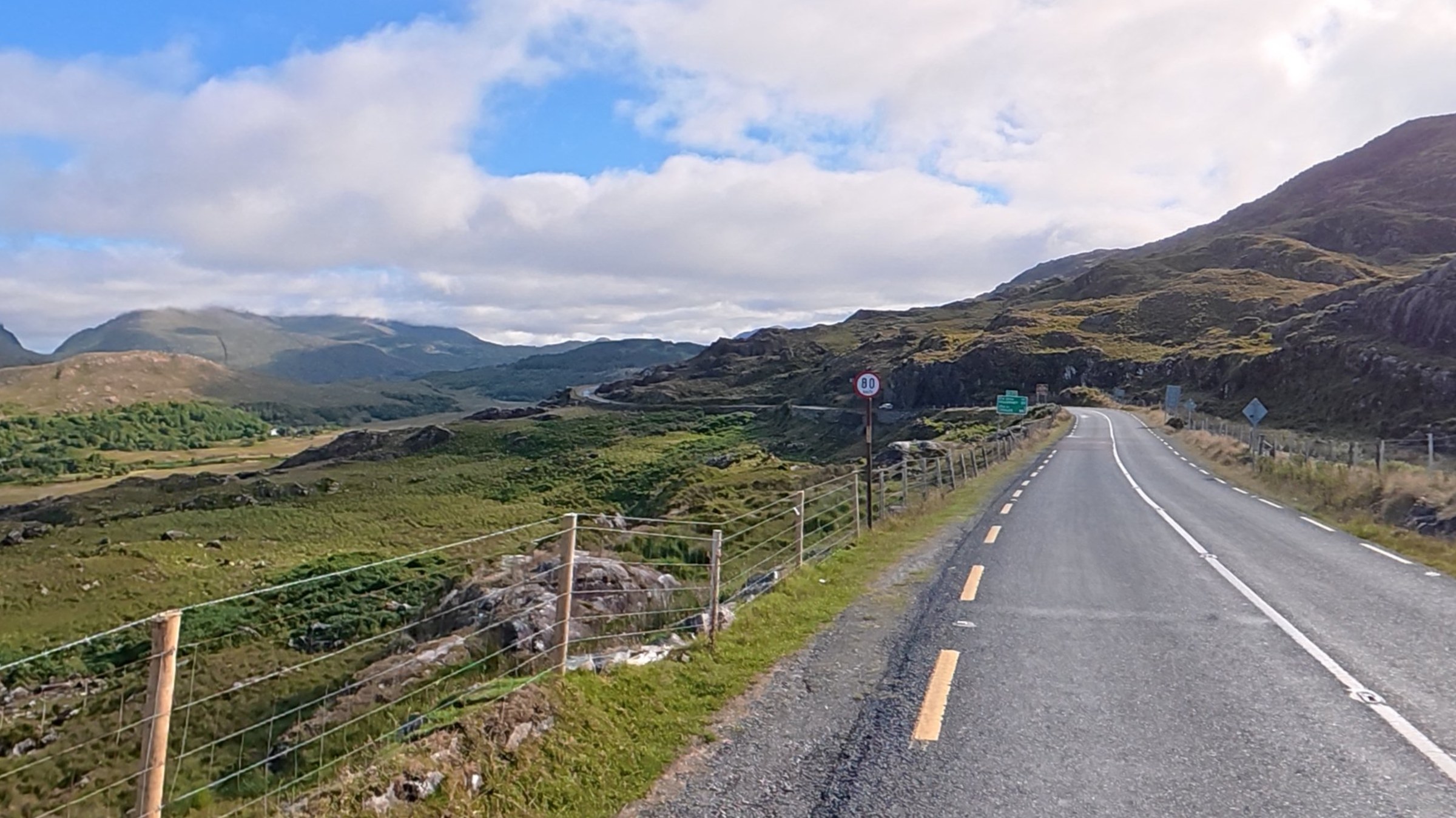 The N71 stretching through open mountain scenery beyond Moll's Gap