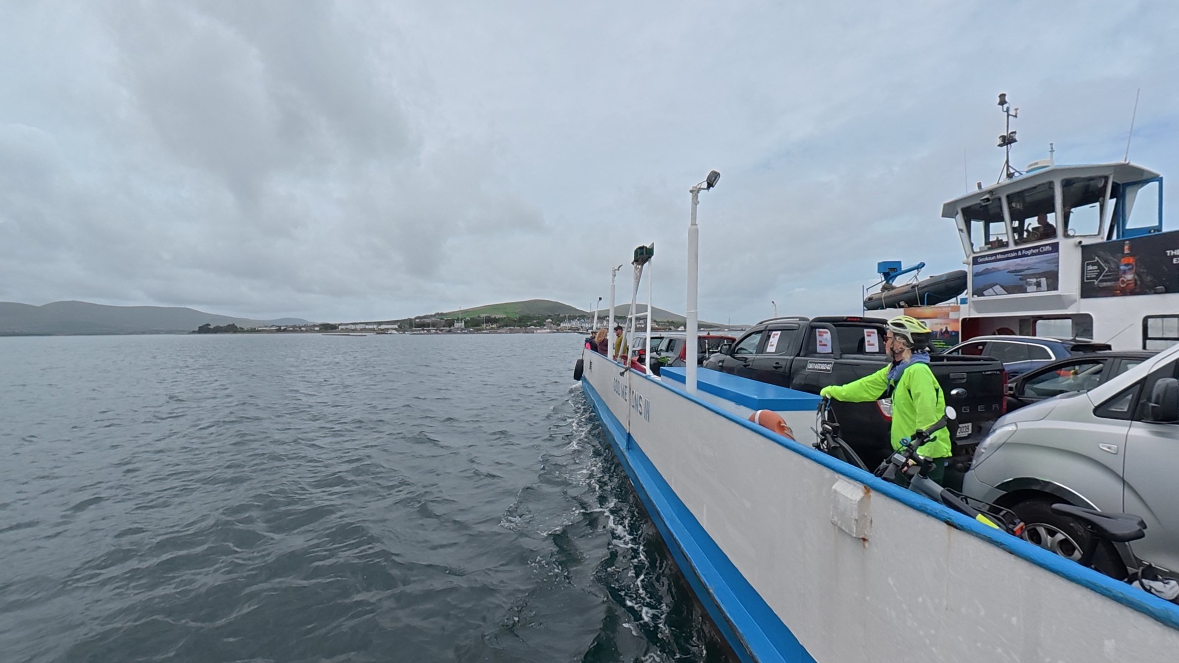 The Valentia Island ferry carrying cars and bicycles across the channel