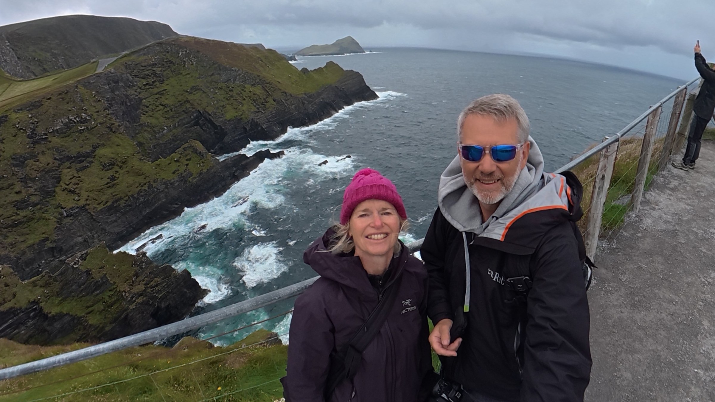 John and Sue taking a selfie above the Kerry Cliffs