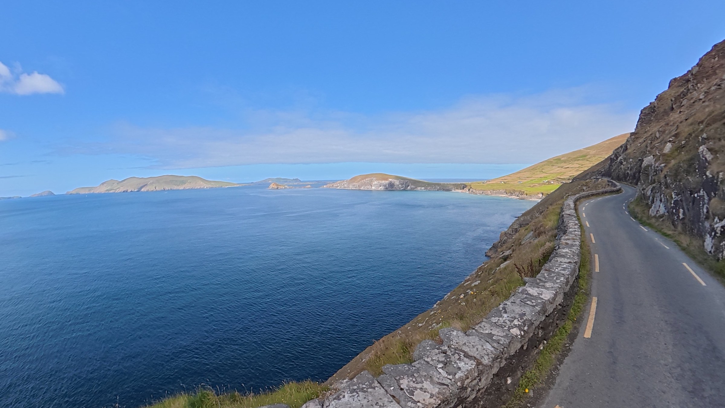 A coastal panorama from the Slea Head road towards the Blasket Islands