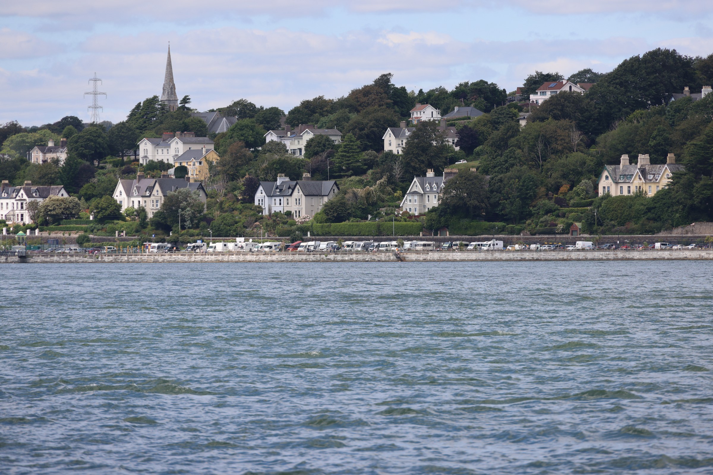 View from the Spike Island ferry looking back at the Cobh campervan aire