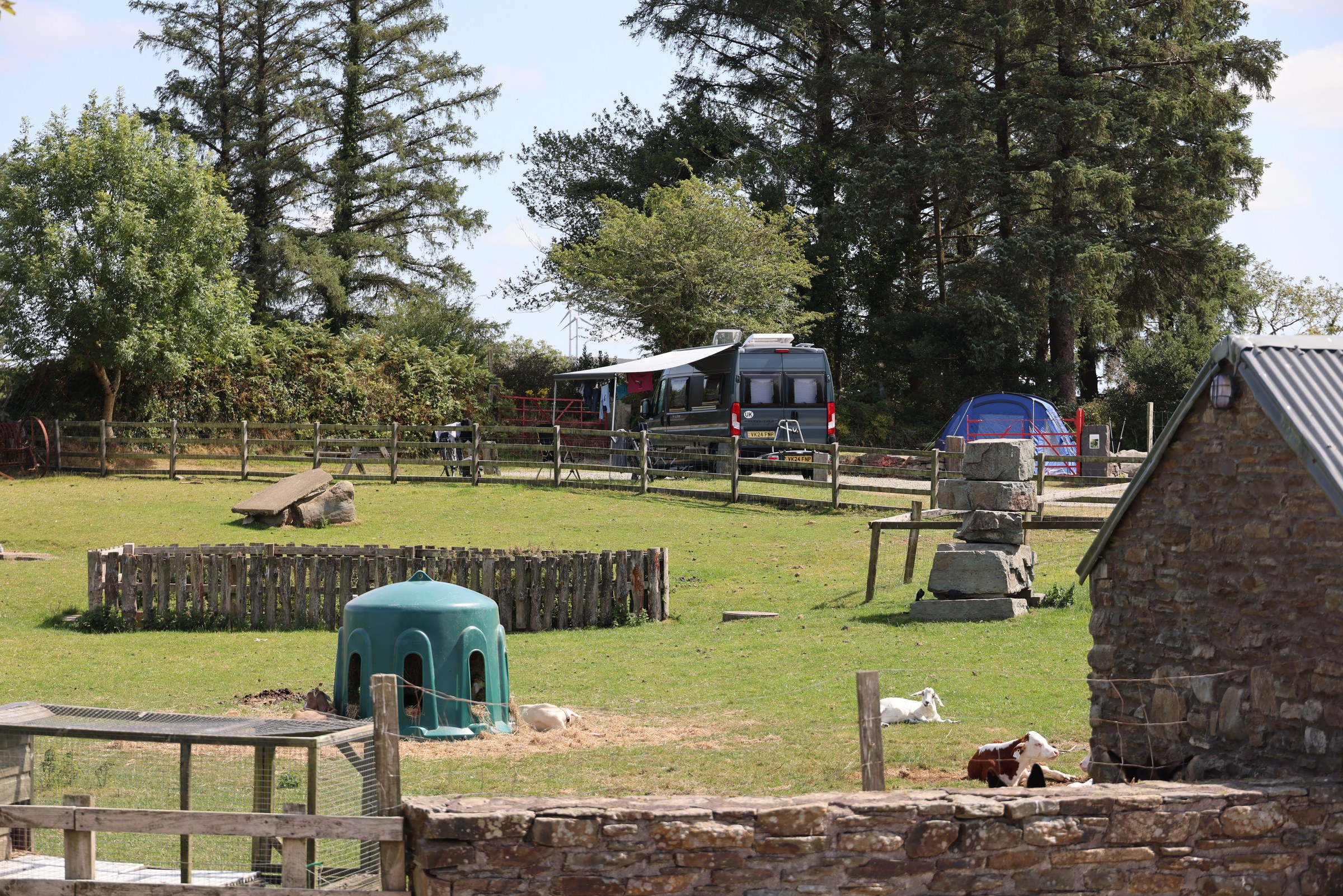 Campervan and washing viewed from the walking trail