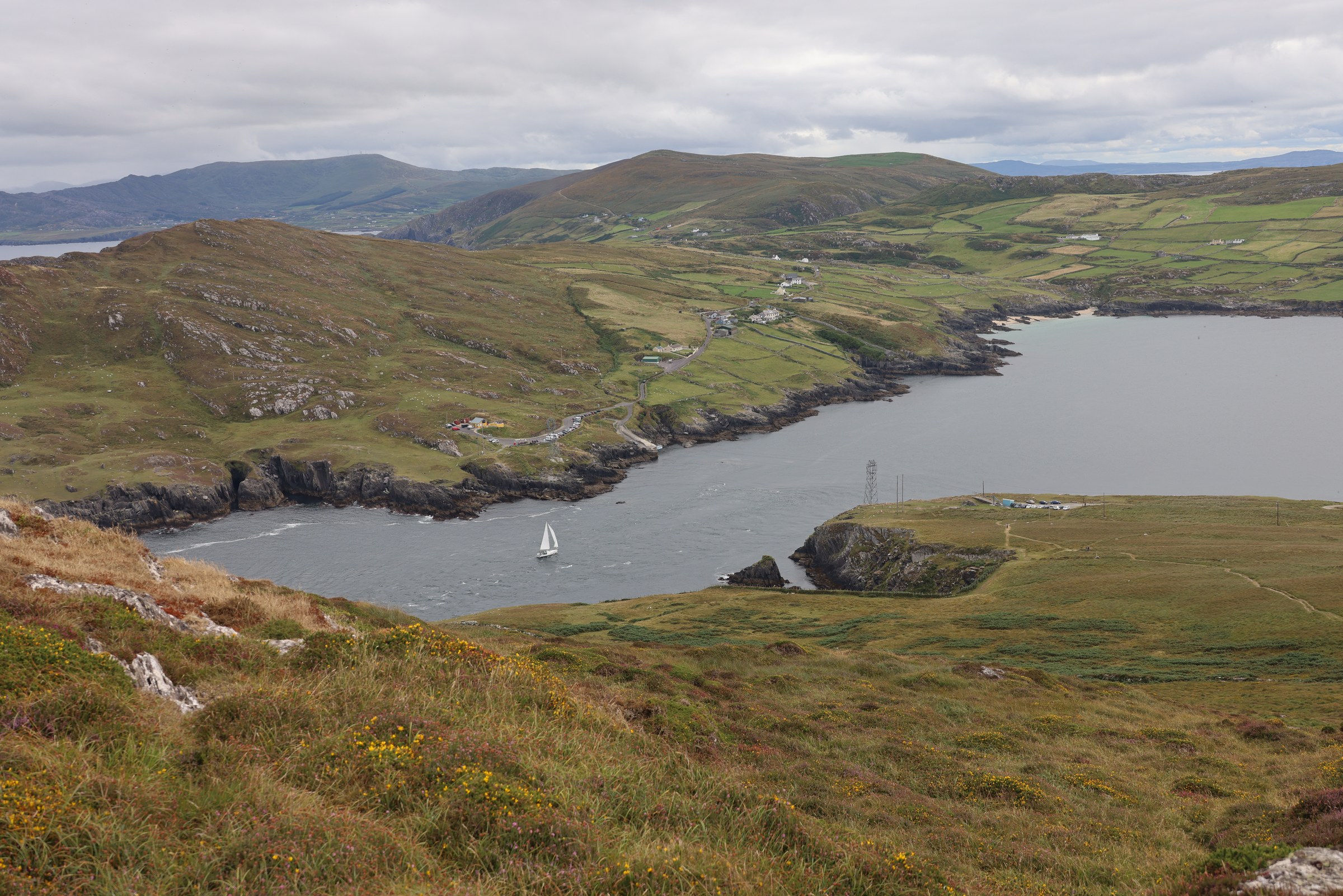 A wider view over Dursey Sound and the rocky Beara coastline