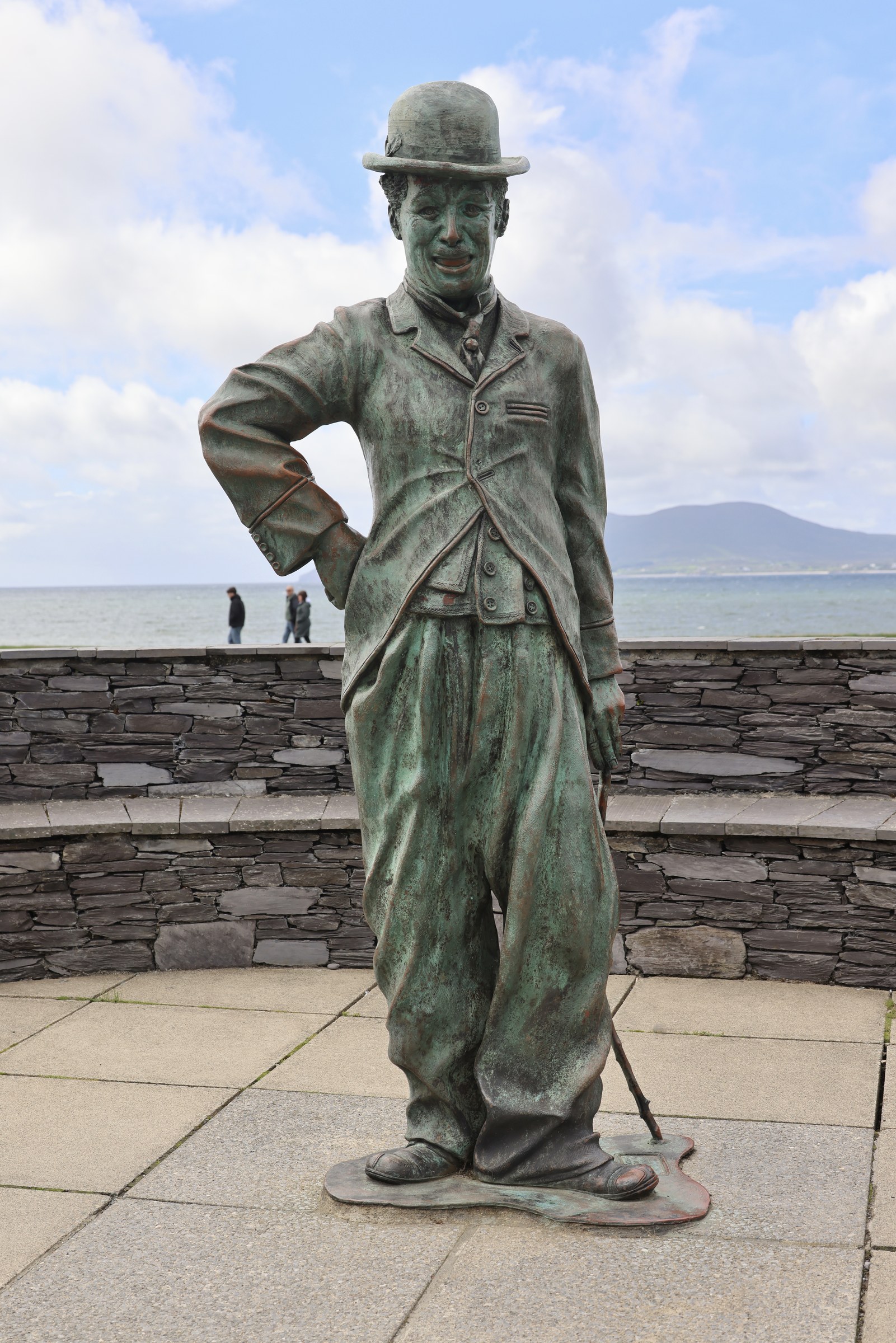 The bronze Charlie Chaplin statue on Waterville's seafront