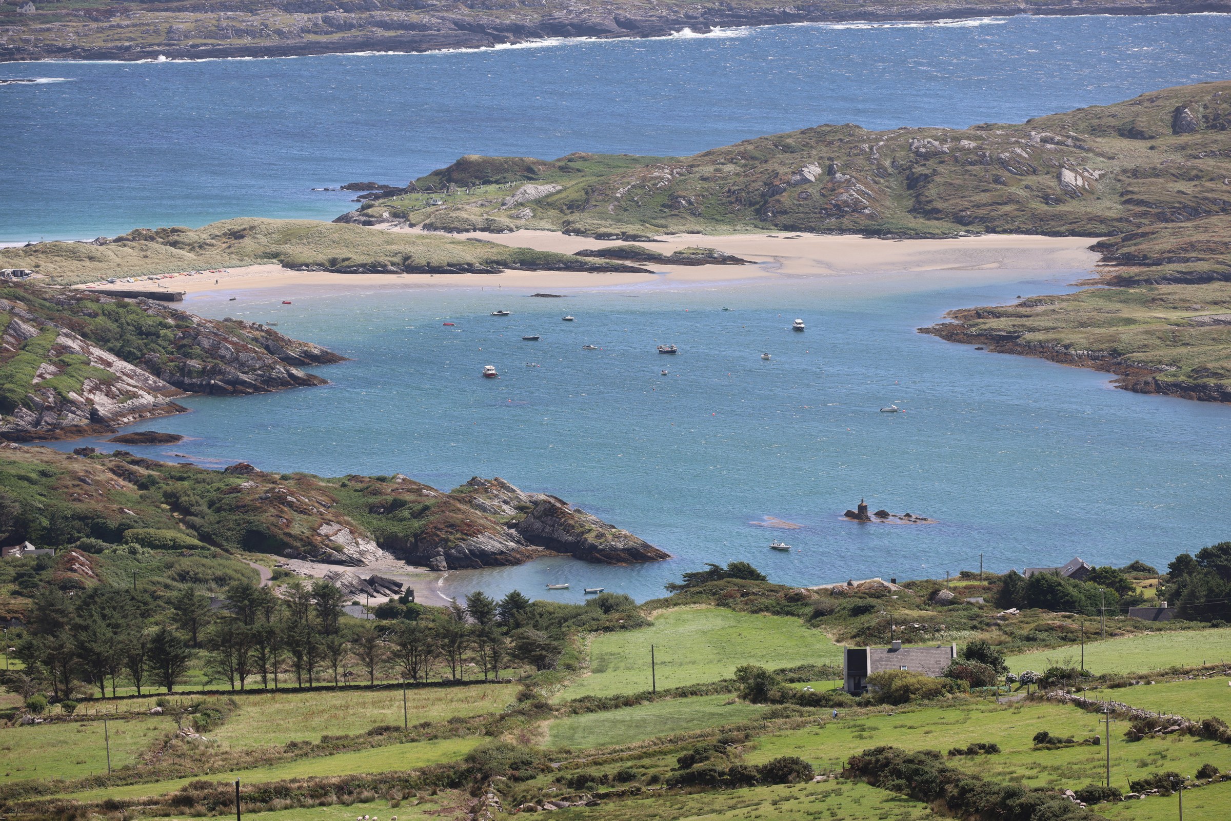 Derrynane Bay and Abbey Island viewed from Com an Chiste