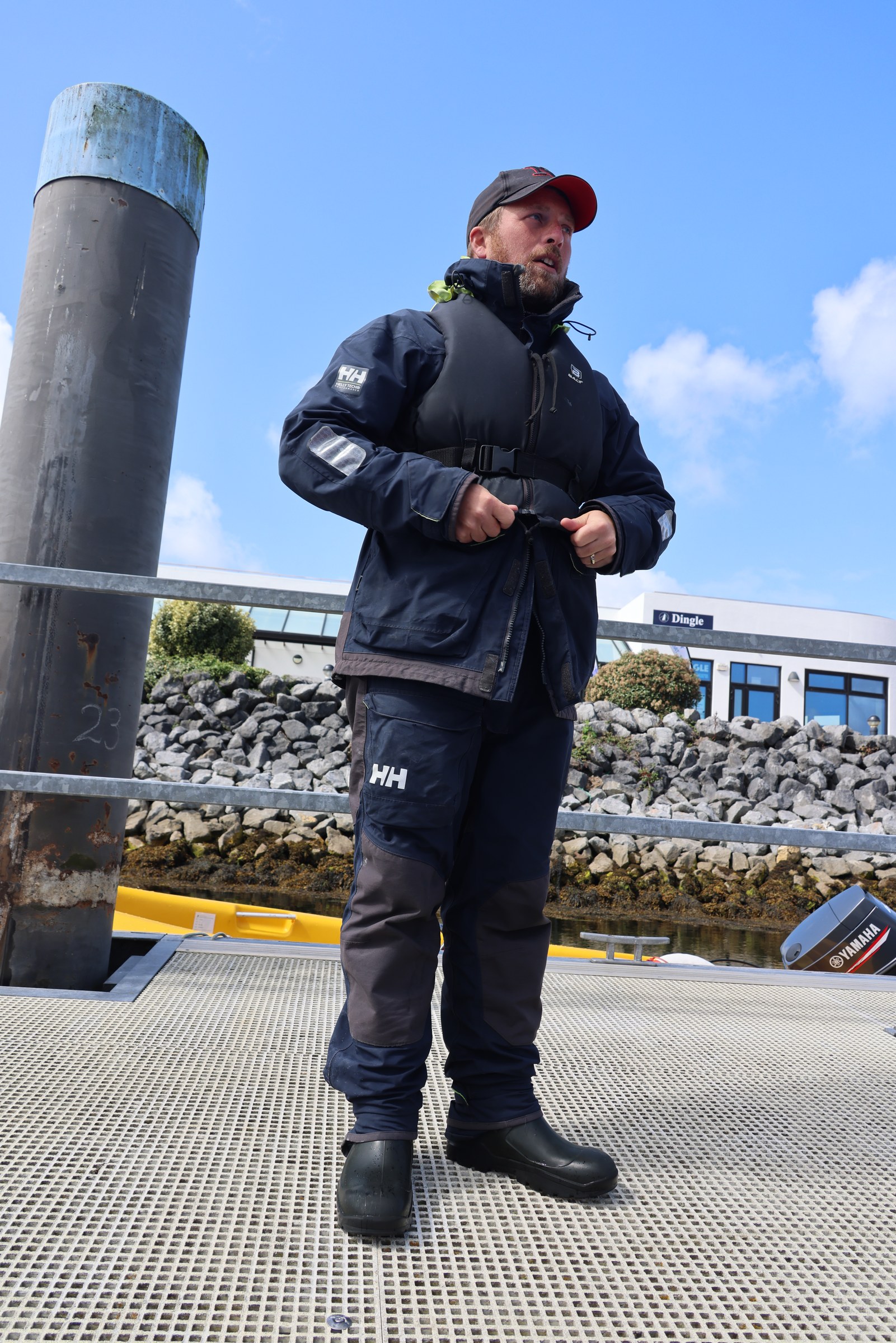 Skipper Declan giving the group a briefing on Dingle Pier
