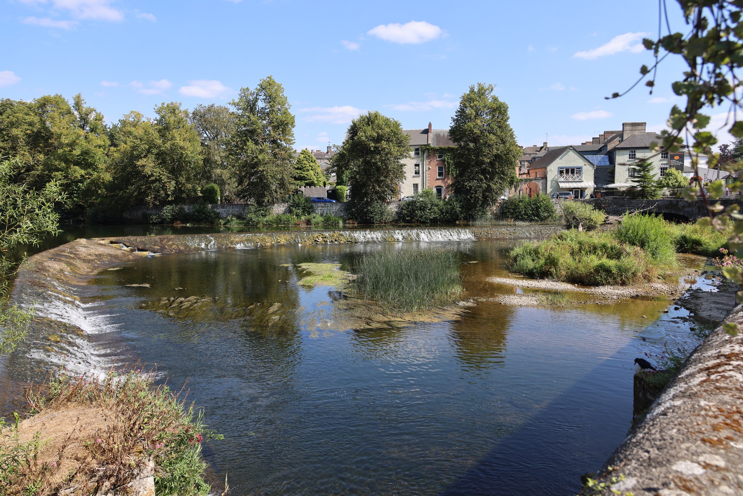 The River Suir flowing over the weir below Cahir Castle