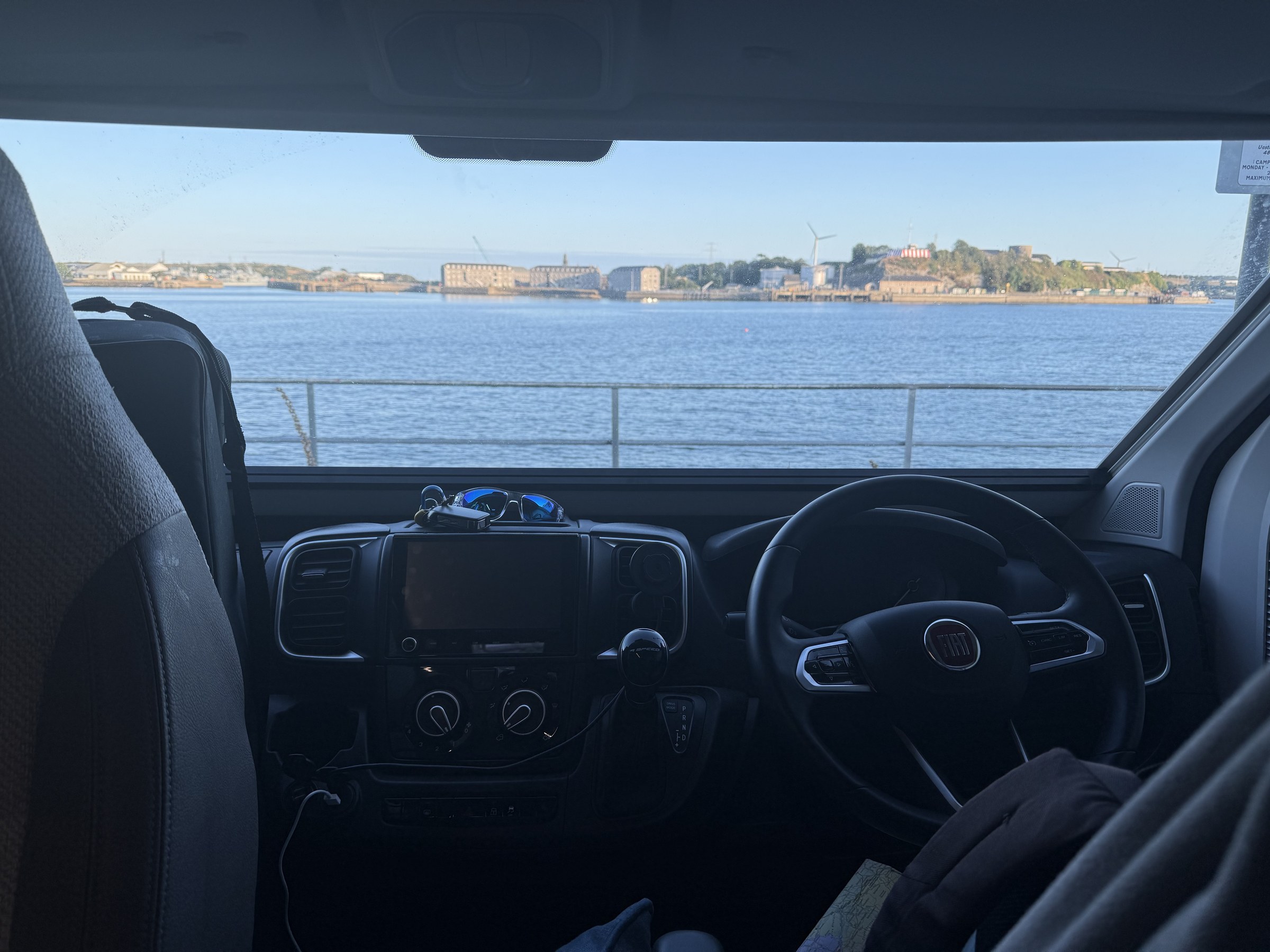 View from our campervan over the Cobh port area