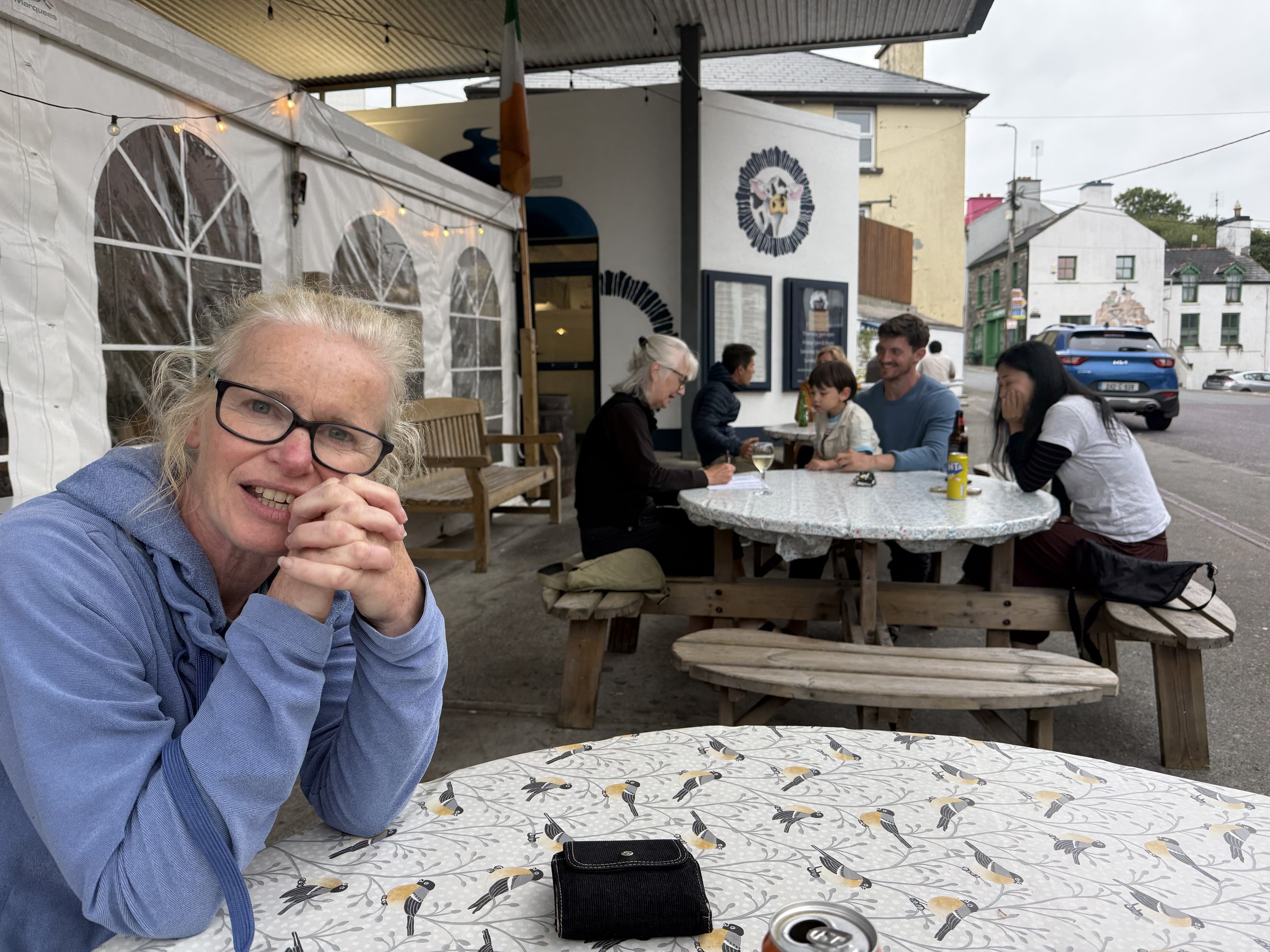 Sue waiting outside Bally Bia