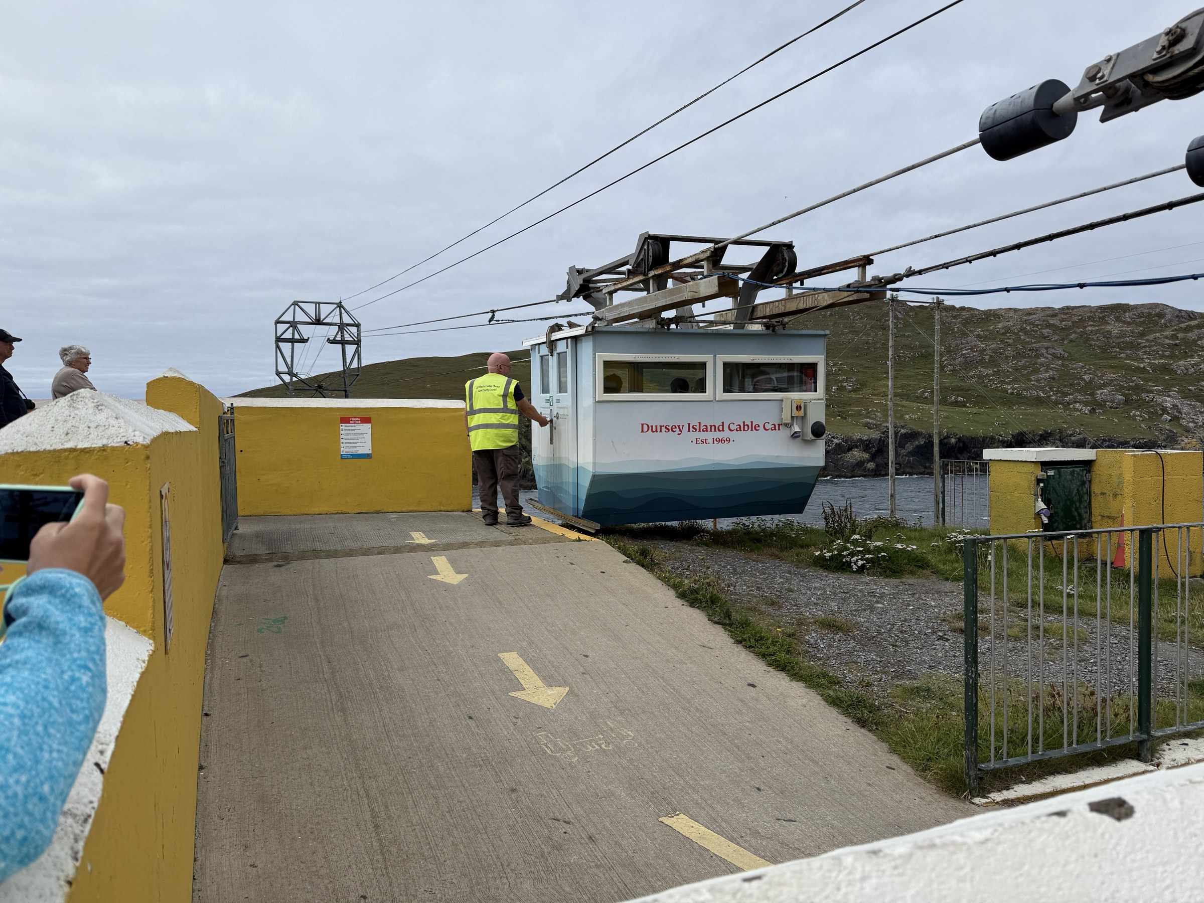 The Dursey Island cable car waiting at the mainland station