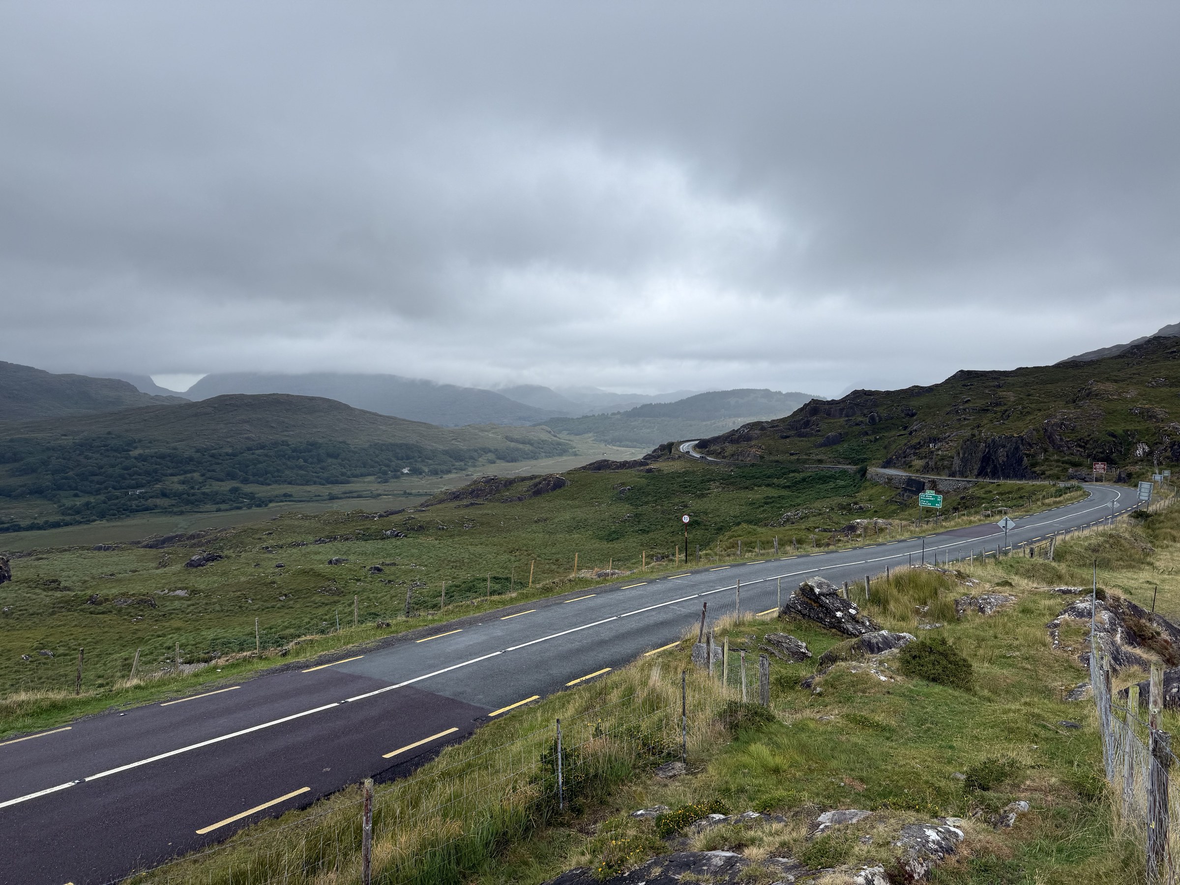 The N71 winding through rocky mountains near Moll's Gap