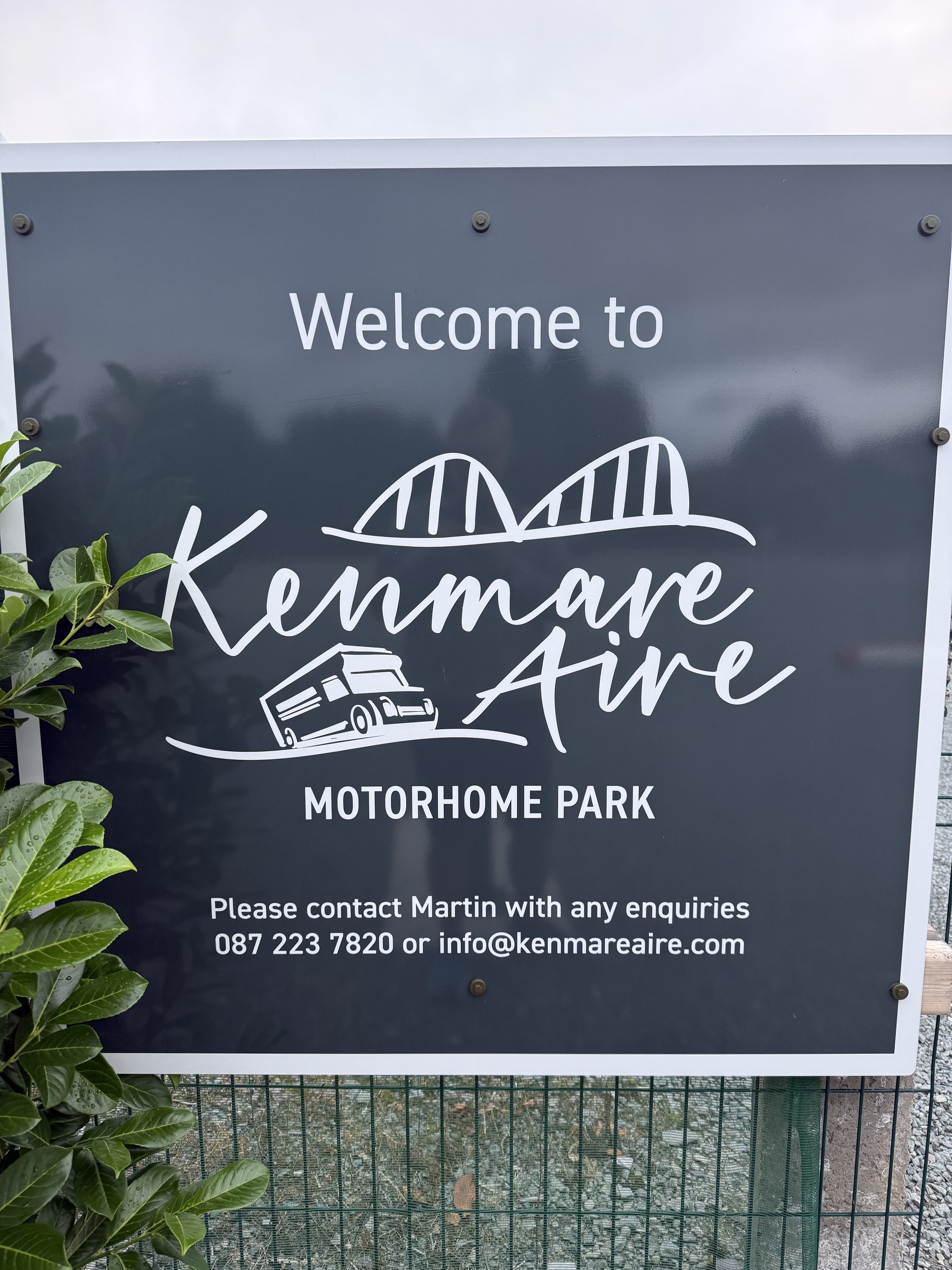 A sign at the entrance to Kenmare Aire