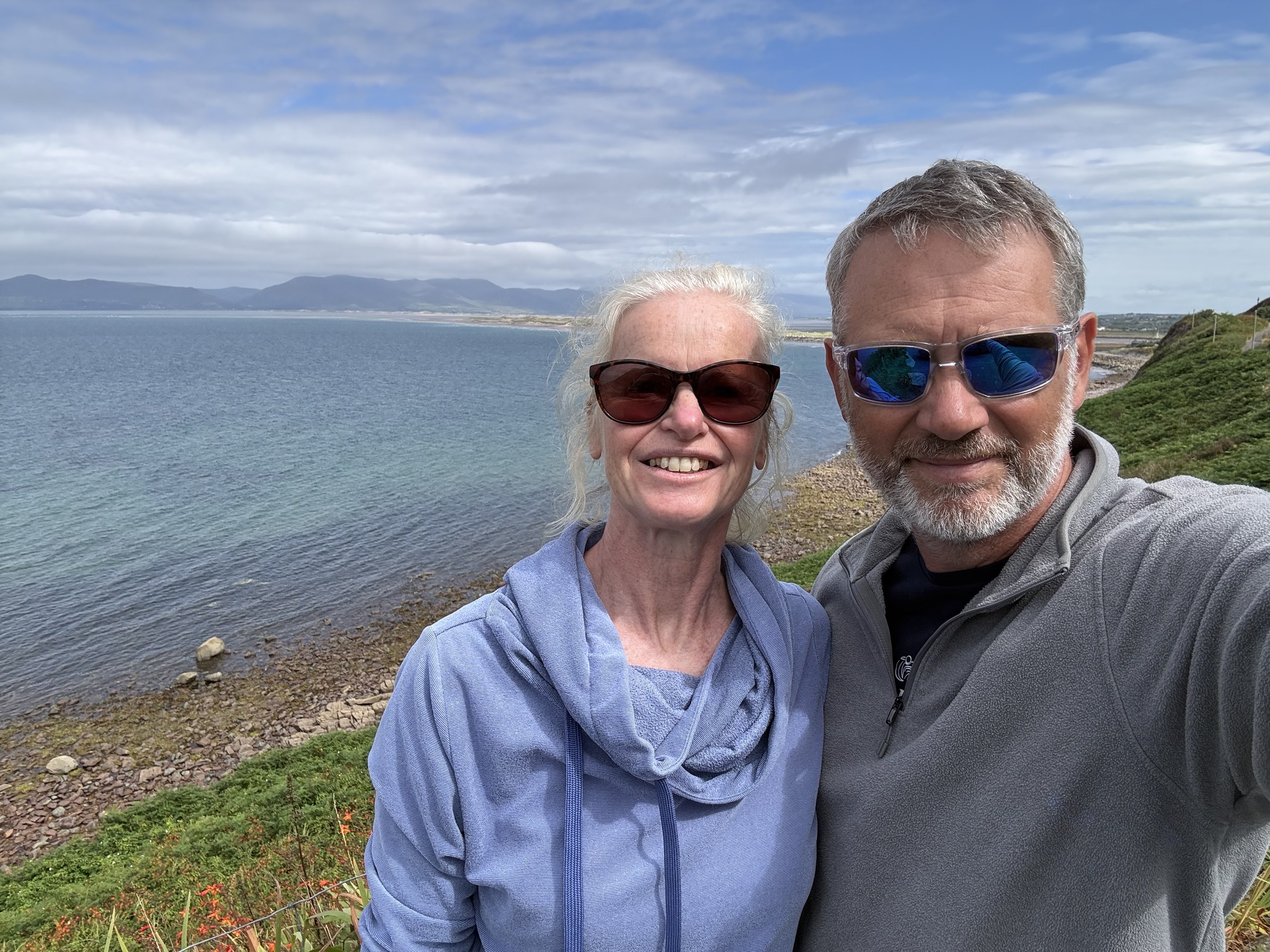 John and Sue taking a selfie above Rossbeigh Beach