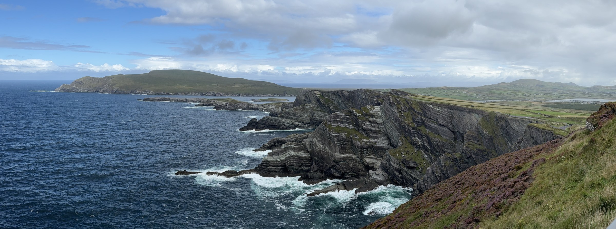 A panoramic view along the Kerry Cliffs and Atlantic coast