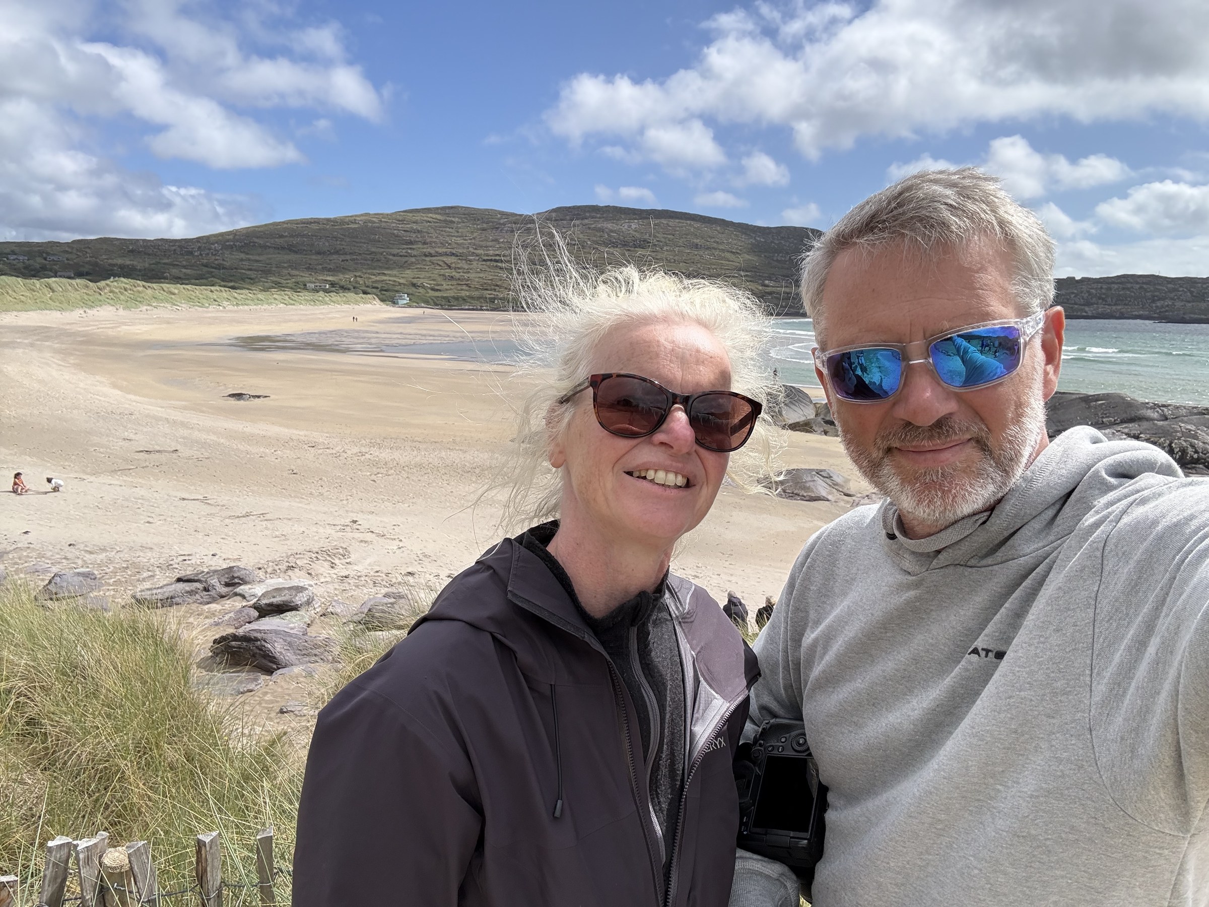John and Sue taking a selfie above Derrynane Beach