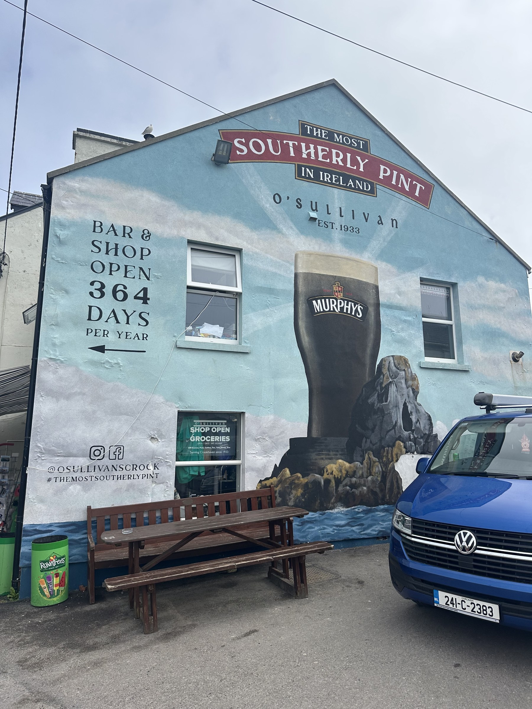 A mural depicting a pint of Murphy's on Fastnet Rock