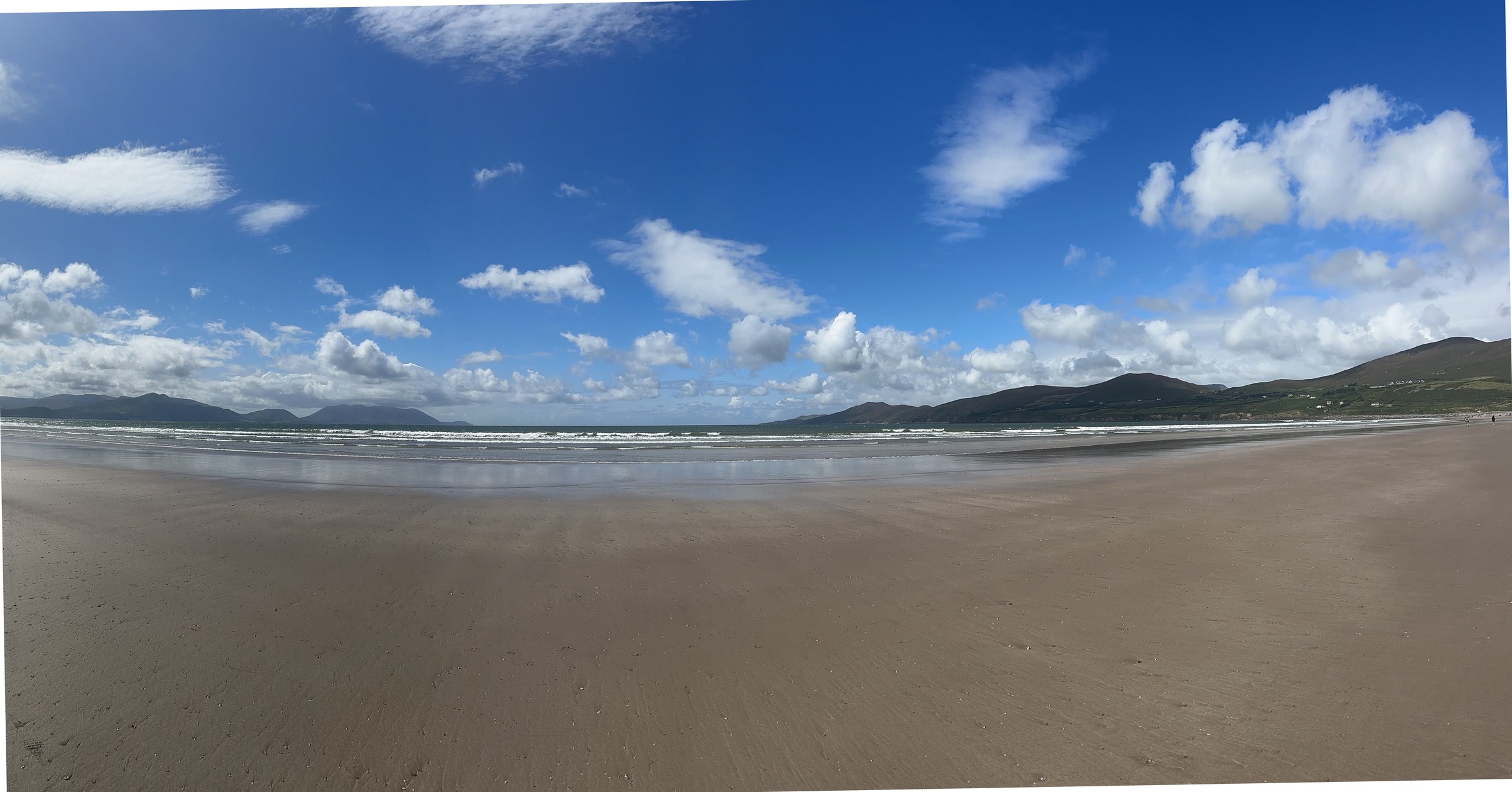 The broad sweep of Inch Beach beneath blue sky and broken cloud