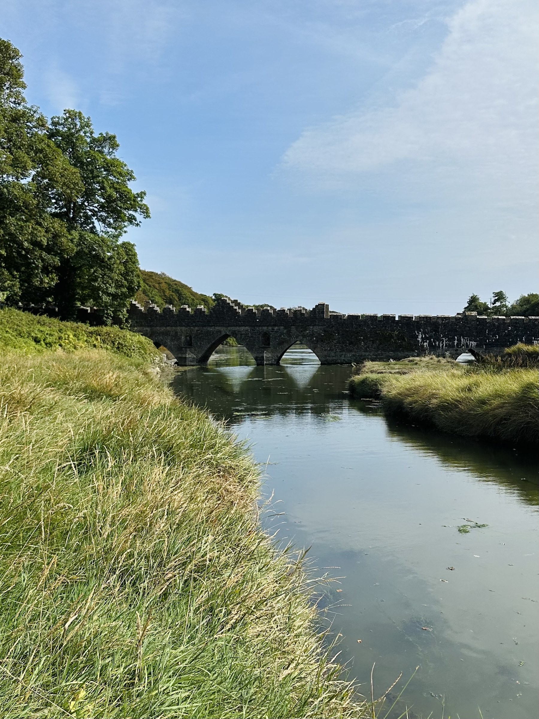 The stone bridge crossing the tidal river in the grounds of Tintern Abbey