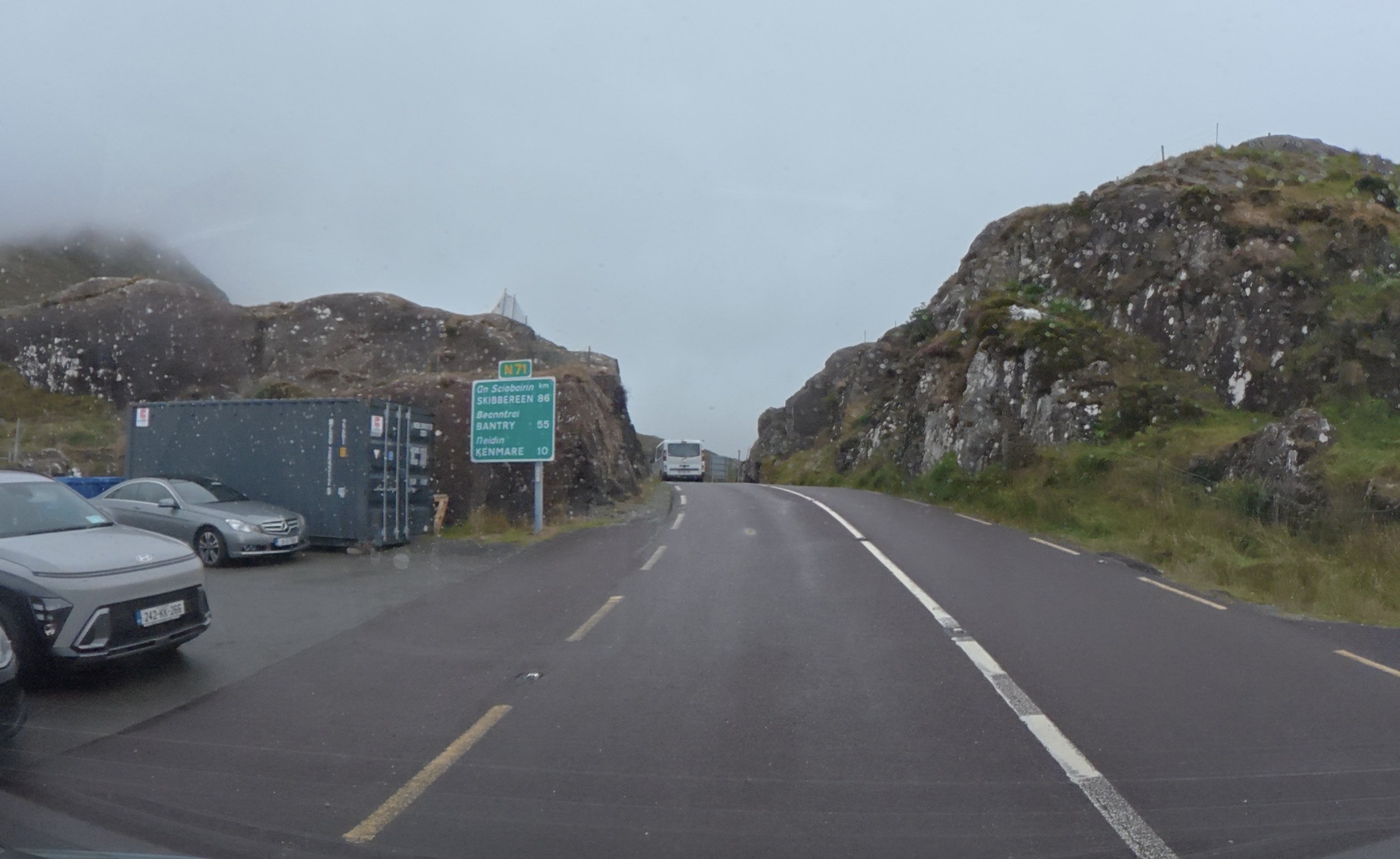 The mountain road and parking area at Moll's Gap