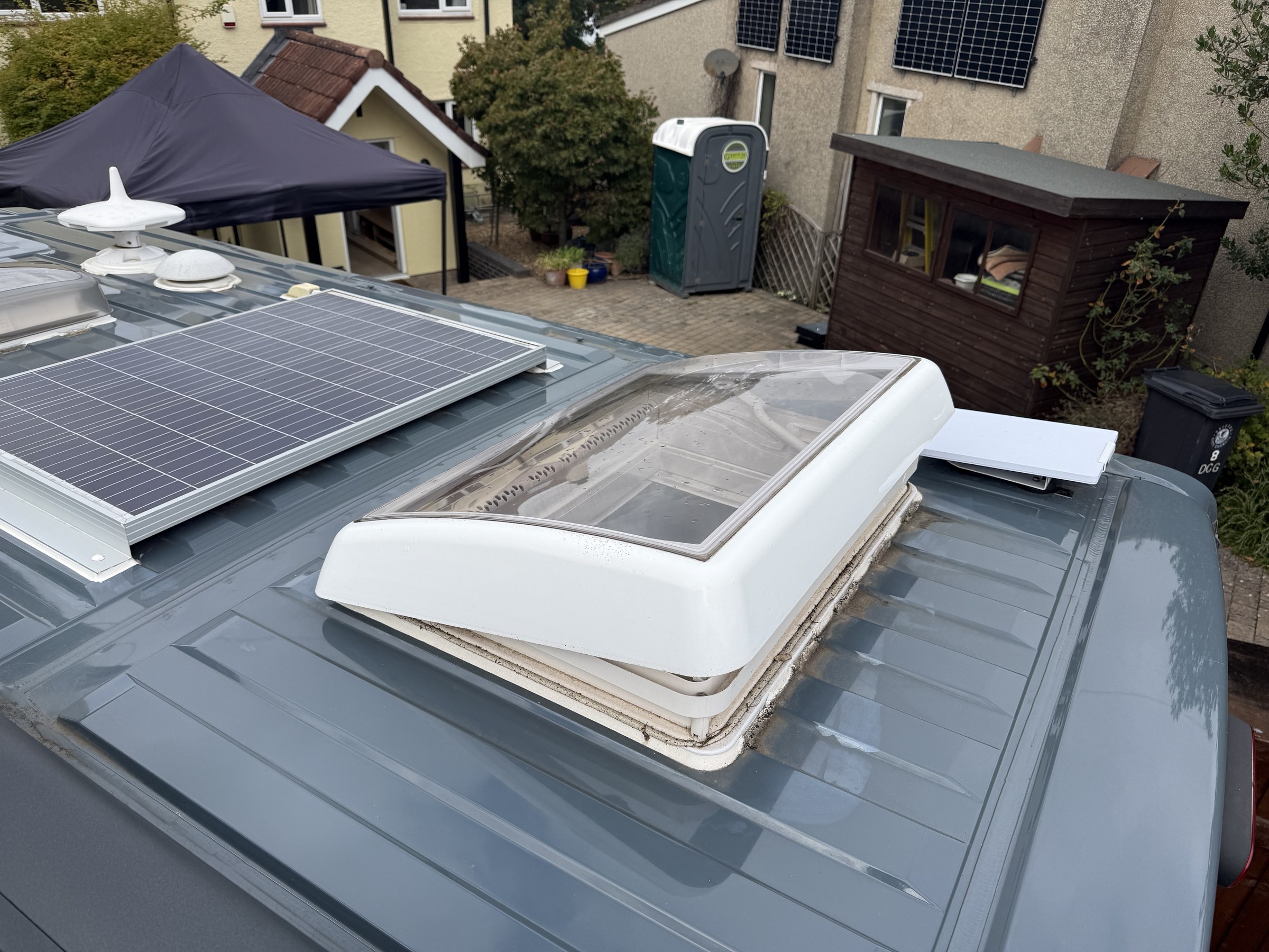 One of Ollie-II's skylights open for ventilation